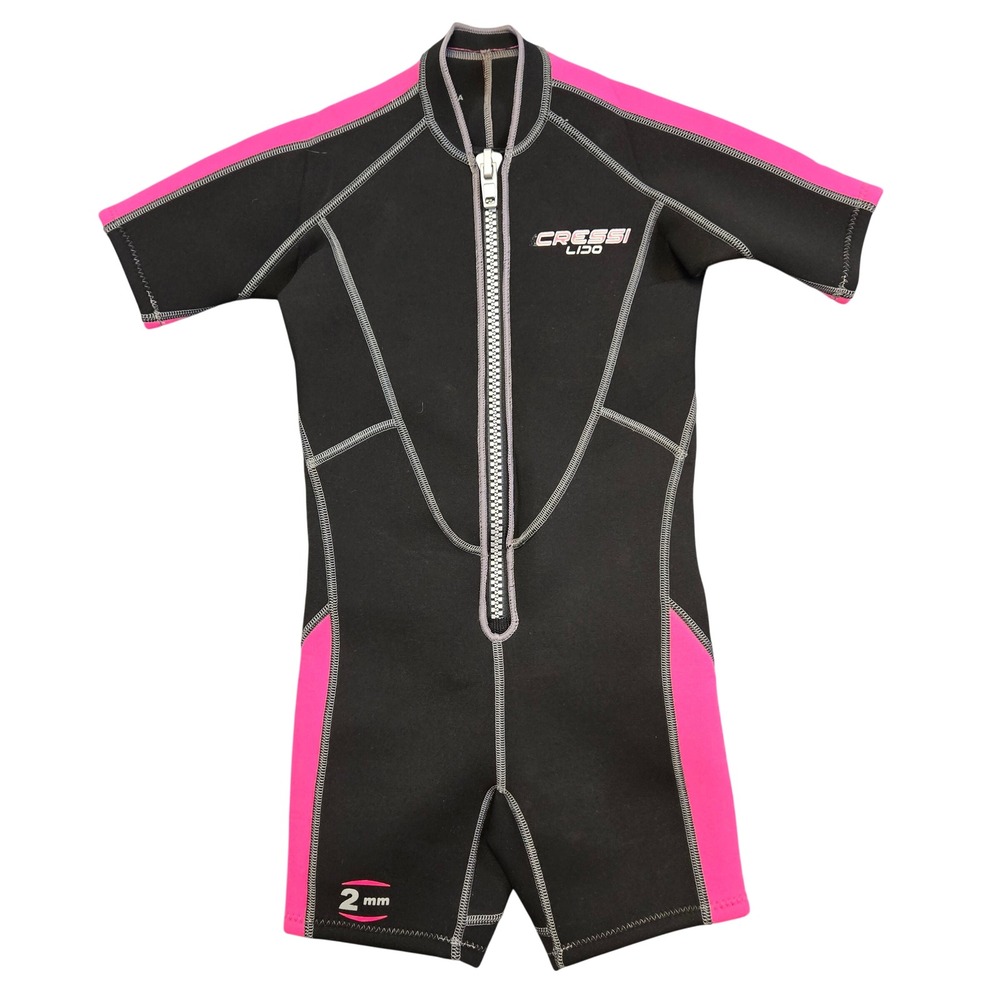 Cressi Lido Womens S 2mm Shorty Wetsuit Black Pink Front Zip Diving Snorkel